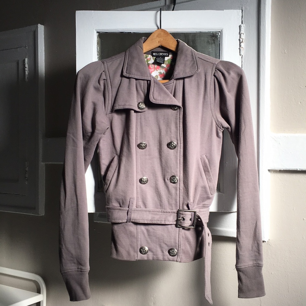 Miss Chievous Grey Knit Military-Style jacket